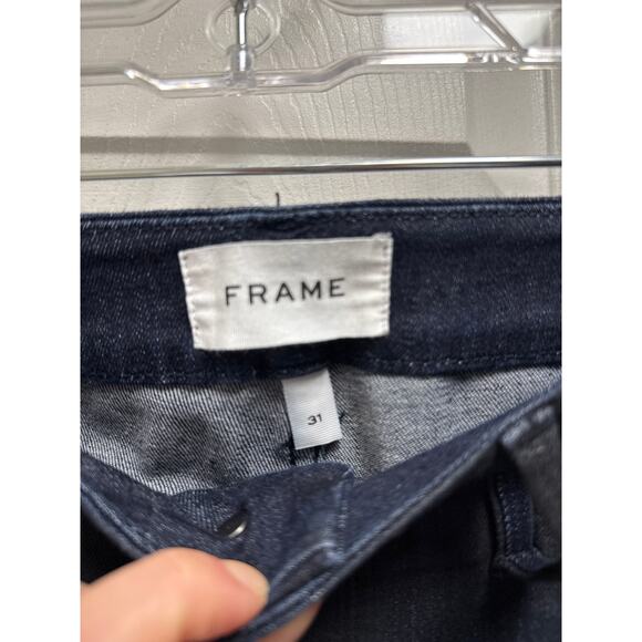 Frame Denim Le Crop Mini Boot Cut Coated Dark Wash Jeans Size 31 - Picture 4 of 5